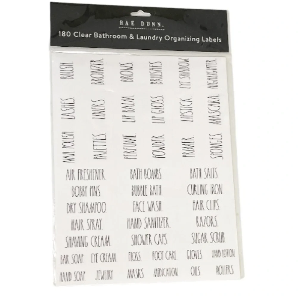NEW Rae Dunn BATHROOM & LAUNDRY 180 Clear Organizing Labels